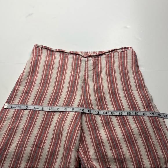 Bryn Walker Ella Red White Striped Wide Leg Cropped Linen Pant Womens Size Small - Picture 7 of 13